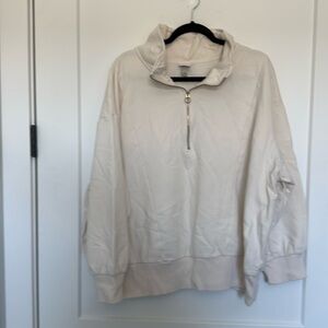 A New Day, size 3X, Womens 3/4 zip cream sweatshirt. Beautiful gold zipper.